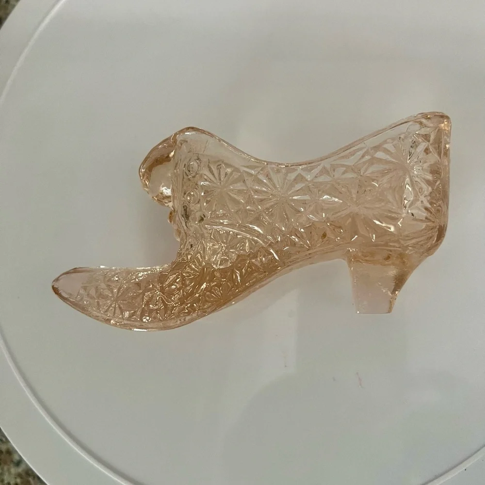 Vintage Pink Glass Shoe